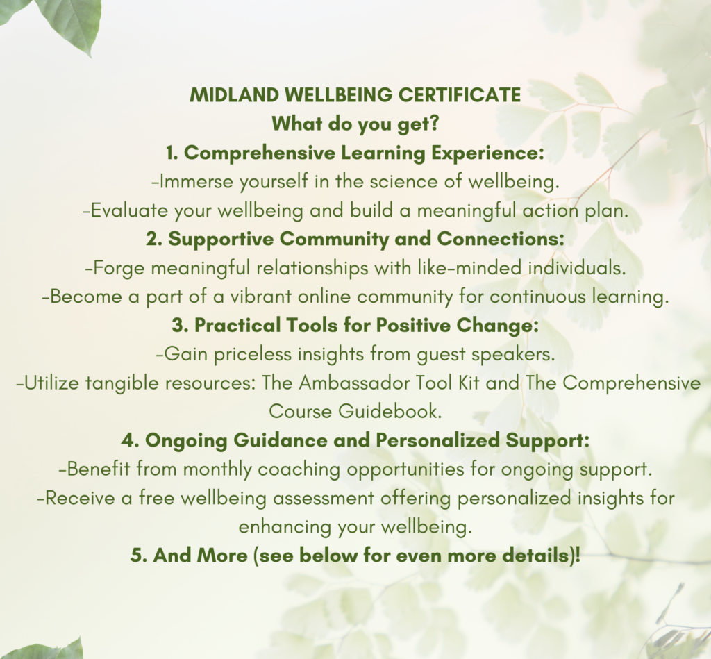 Midland Wellbeing Certificate content information from the Midland Area Wellbeing Coalition in Midland, MI.