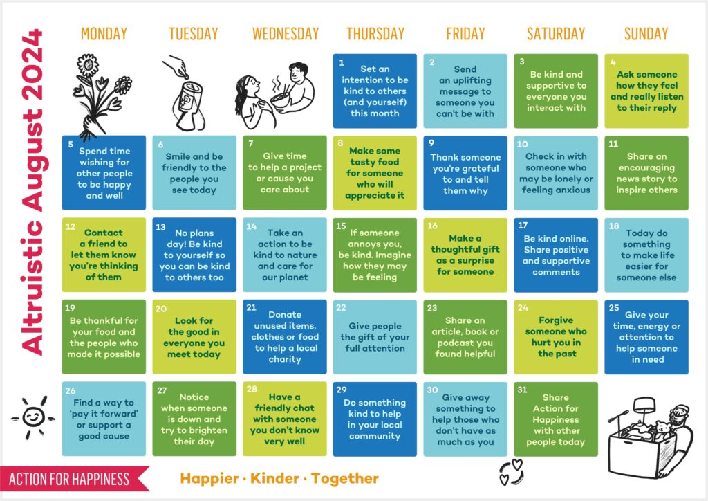 Altruistic August Action for Happiness