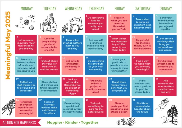 Action for Happiness May Calendar