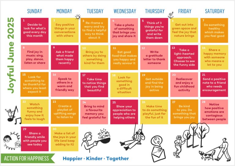Action for Happiness June Calendar