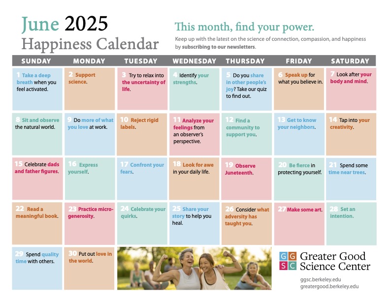 Greater Good Science Center June Calendar
