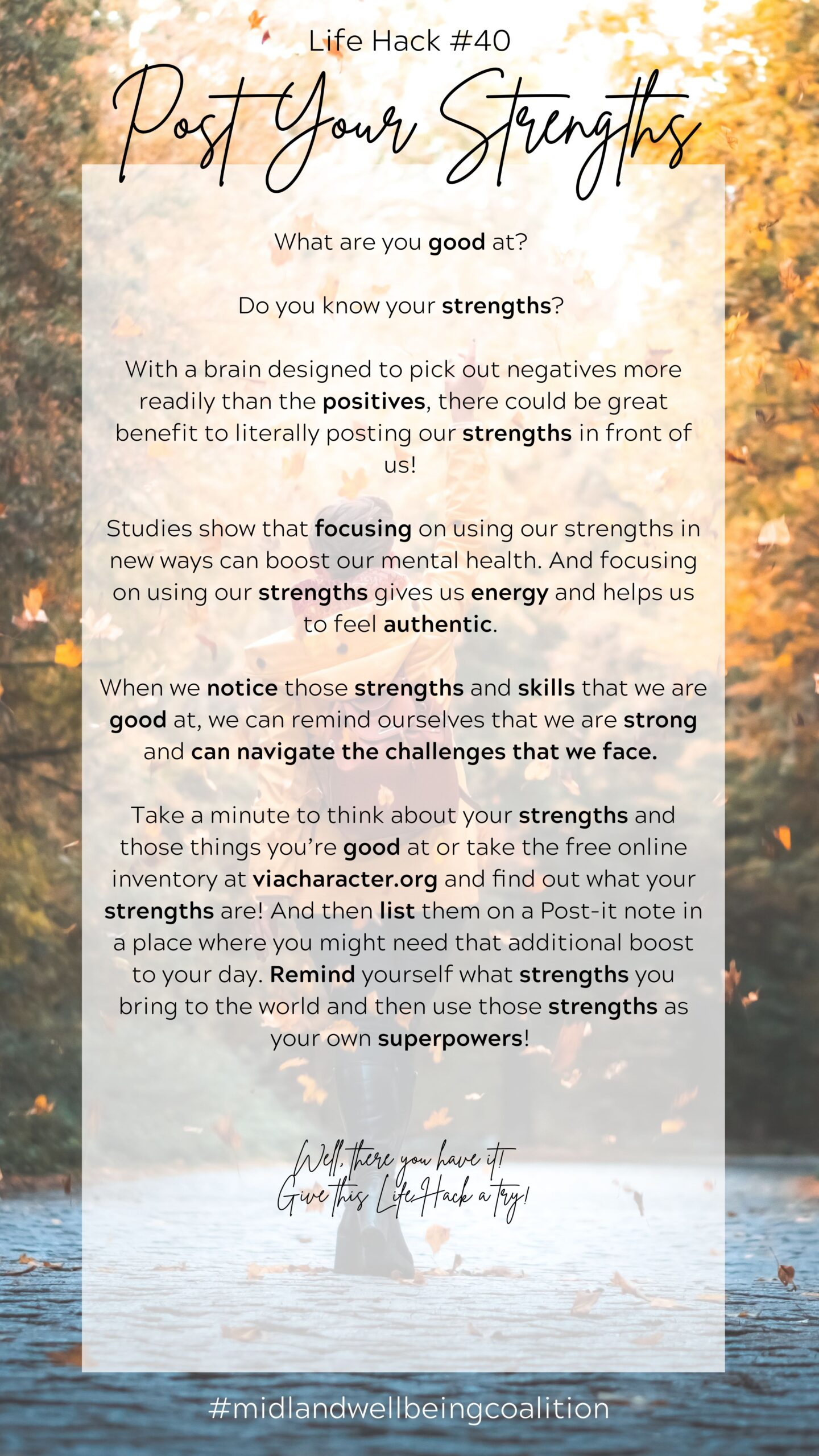 Life Hack Method Life Hack #40: Post Your Strengths - Midland Area Wellbeing Coalition