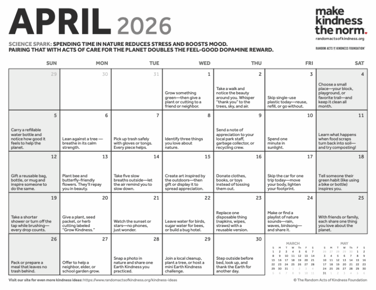 April Random Acts of Kindness Calendar