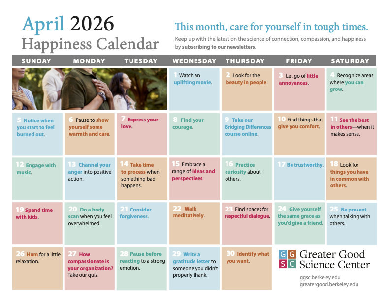 April Greater Good Science Center Calendar