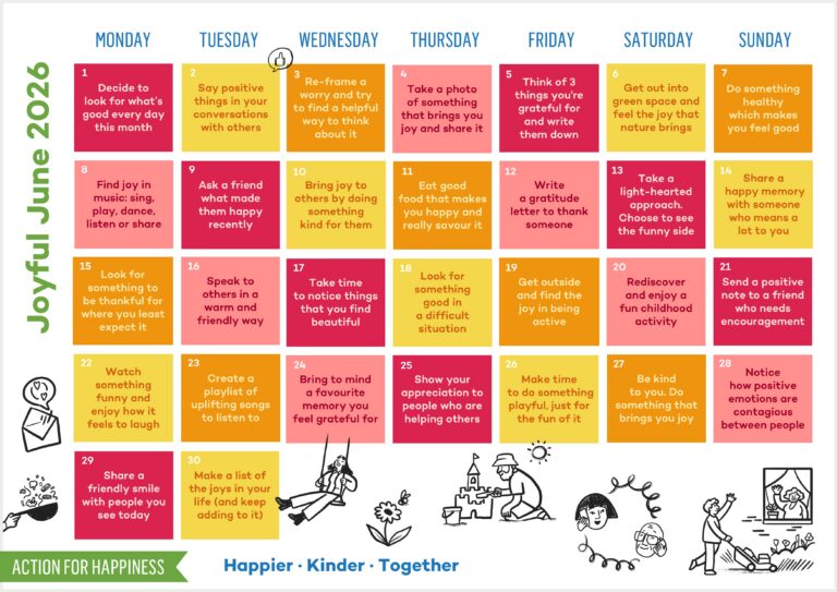 Action for Happiness June Calendar